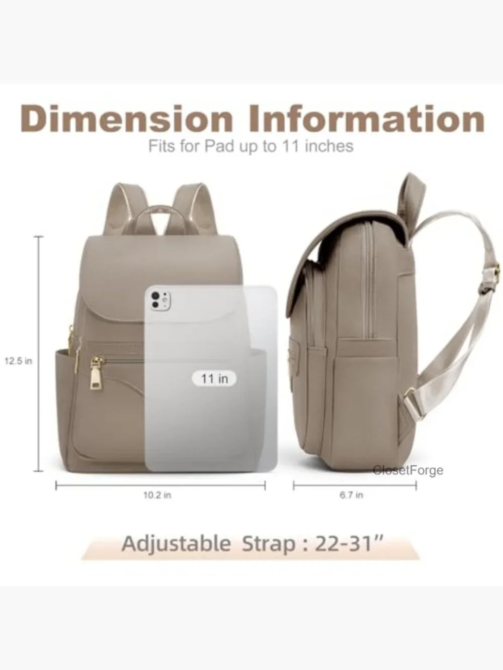 Small Vegan Leather Backpack with RFID Wallet & Tablet Sleeve
